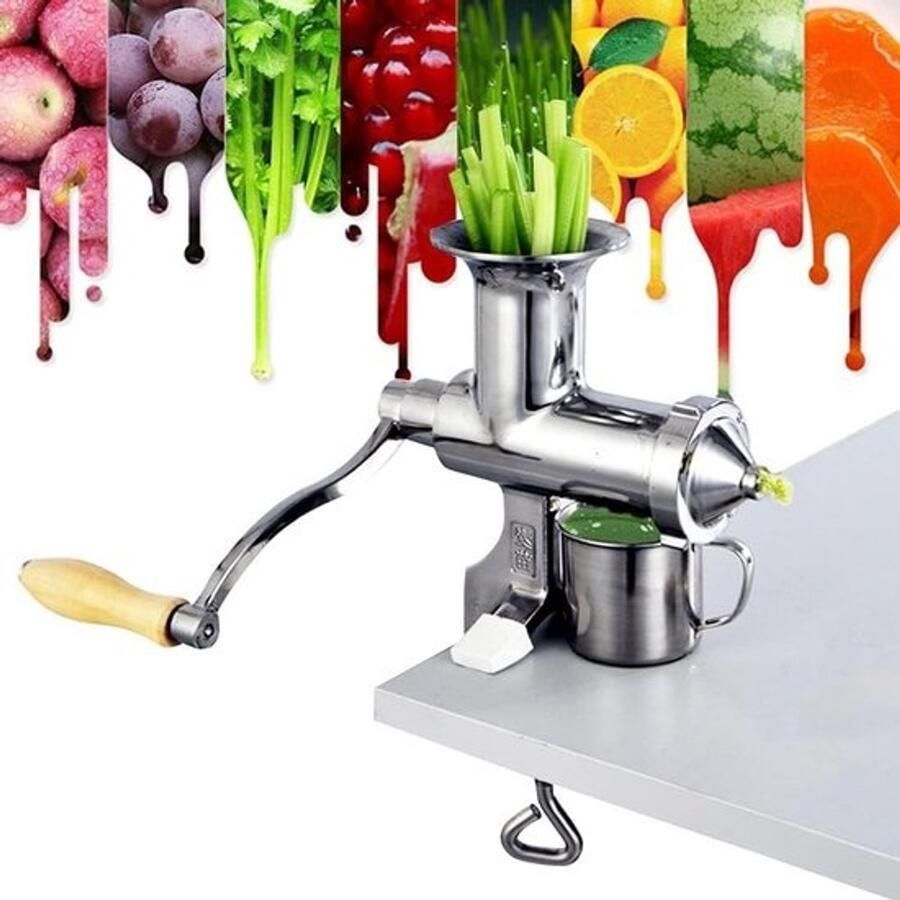 Handmatige Juicer 304 Roestvrij Staal Sap Maken Pulpcontrole 32x20x12 cm Zilver