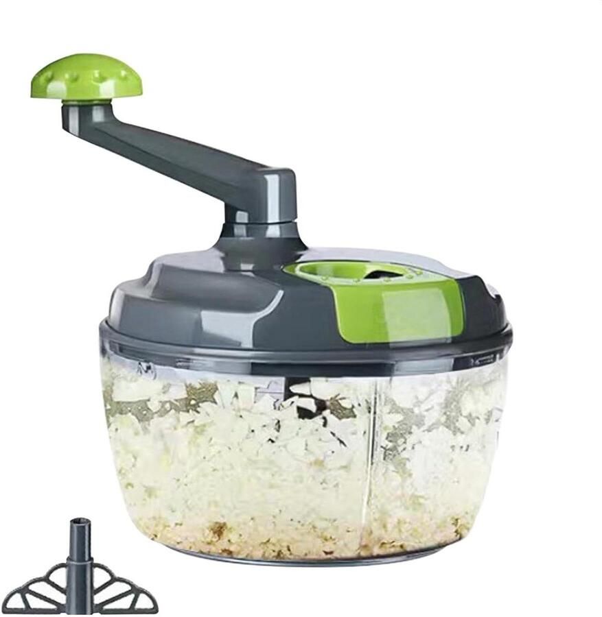 Handmatige Keuken Chopper Groentehakker Hakmachine Maaltijden Voorbereiden Vouwbare Slinger 18.5 x 18.5 x 22 cm Grijs