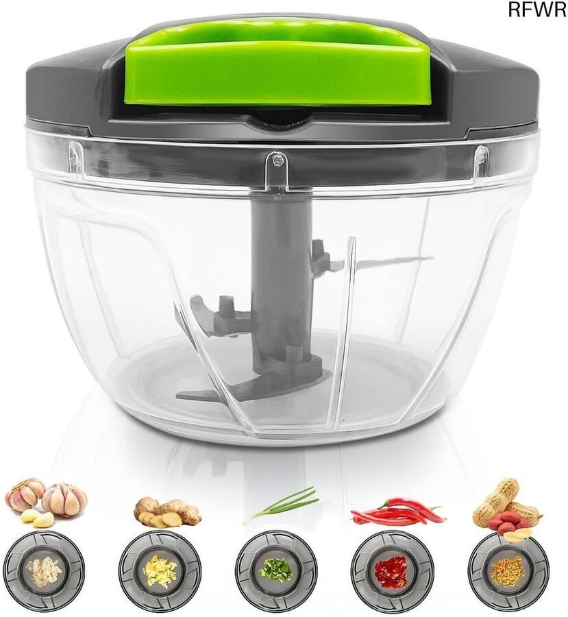 Handmatige Keuken Snijder Groente Mixer Snel Ingrediënten Snijden Drie Scherpe Bladen 520ml Capaciteit Wit