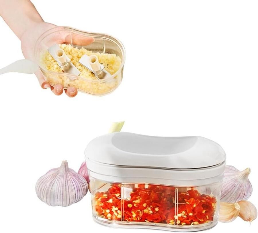 Handmatige keukenmachine Groente snijder Snel ingrediënten hakken Ergonomisch ontwerp 13 x 8 x 7.6 cm Grijs