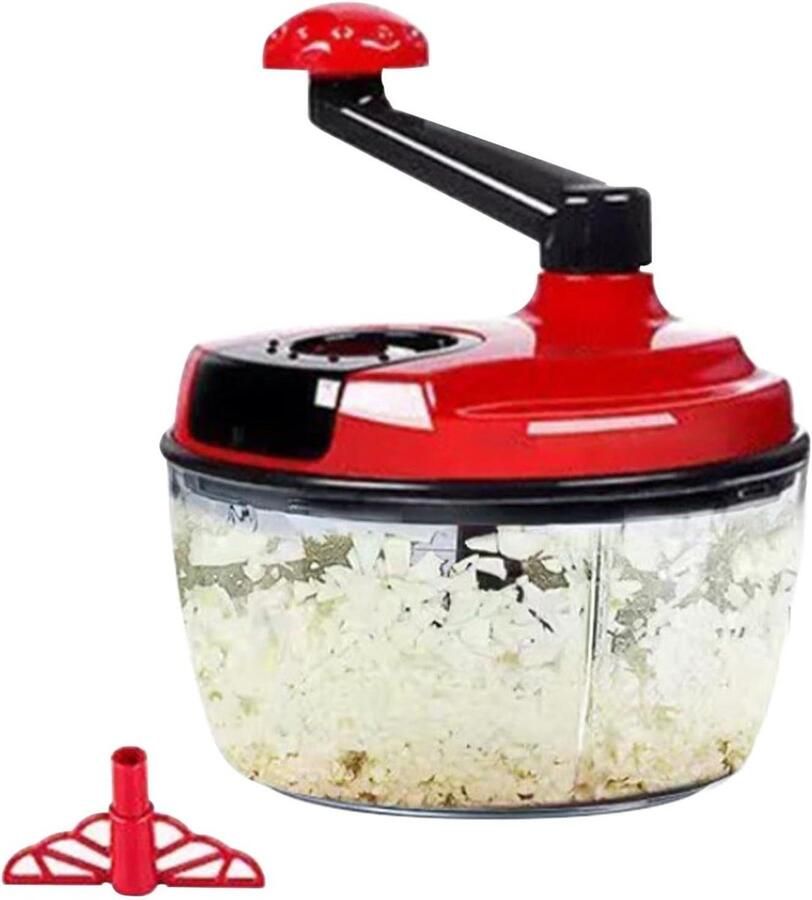 Handmatige Keukenmachine Groentehakker Crank Snel Ingrediënten Snijden Robuuste Snijbladen 18.5 x 18.5 cm Rood