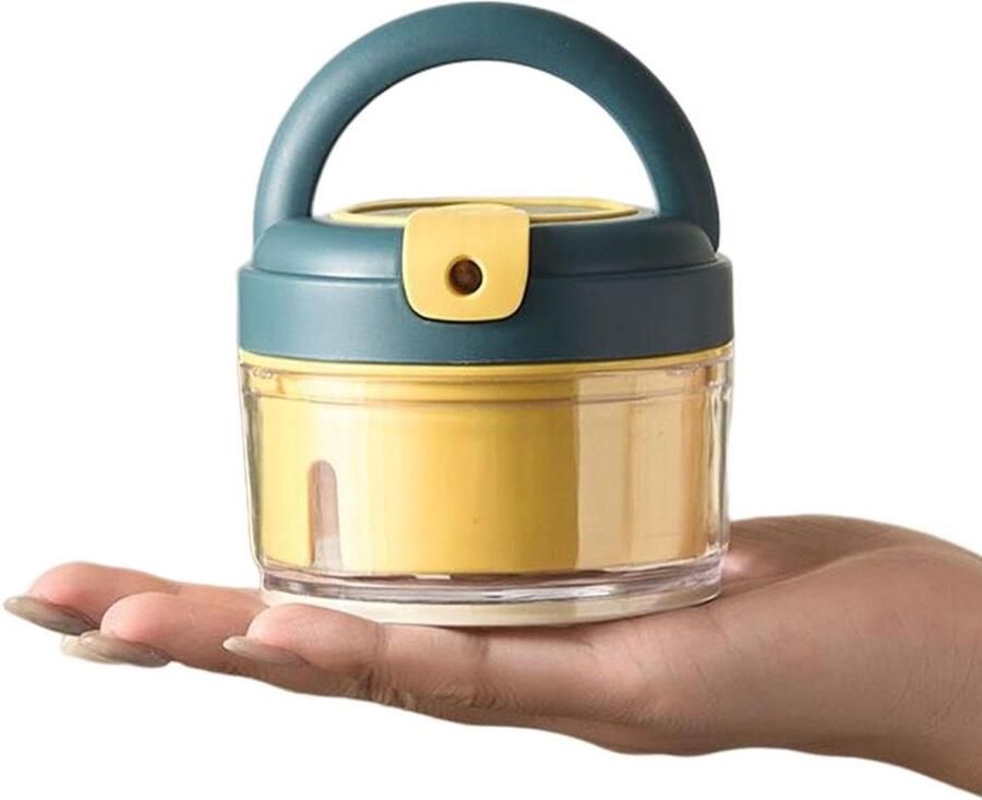 Handmatige Keukenmachine Keukenhakker Ui Knoflook Snel Ingrediënten Snijden Dubbele RVS Choppers 9x9x7 cm Kleurrijk