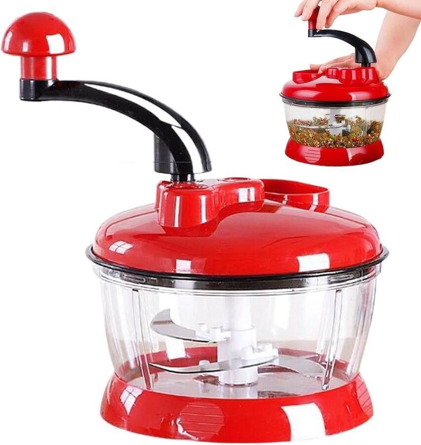 Handmatige Keukenmachine Knoflookhakker Salademaker Groenten Snijden Trekkoord Bediening 20x20x20 cm Wit