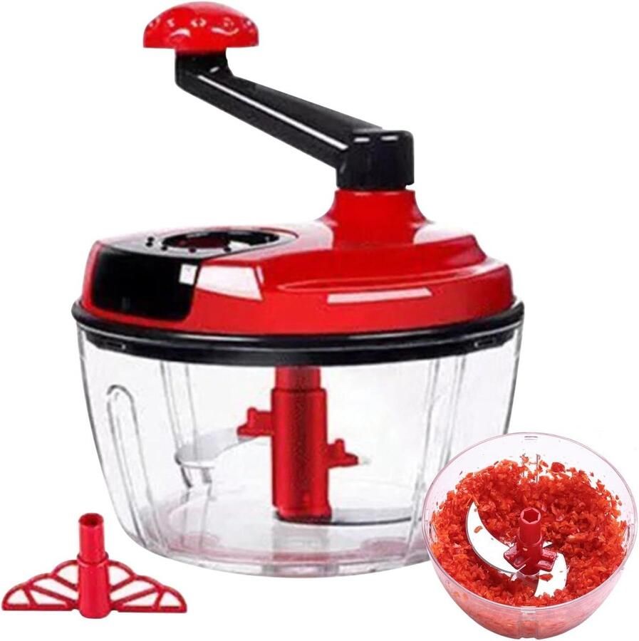 Handmatige Keukenmachine Vleesmolen Hakmolen Maaltijden Bereiden Inklapbare Handgreep 20.1 x 20.7 x 20.1 cm Rood