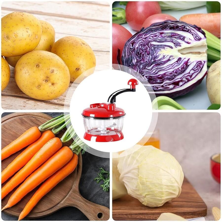 Handmatige Keukenmachine Voedselhakker Ingrediënten Fijnmaken Grote Inhoud 2 Liter 178 x 218 cm Wit