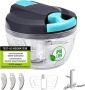 Handmatige Keukenmolen Groentehakker Uiensnijder Snel Ingrediënten Hakken Efficiënt 3-Blads Systeem 520ml Inhoud Grijs Groen - Thumbnail 1