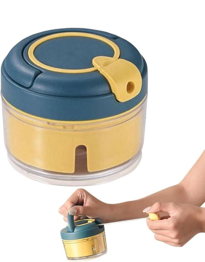 Handmatige Knoflookhakker Keukenmachine Groente Maaltijdvoorbereiding Dubbele Roterende Bladen 9x9x7 cm Groen