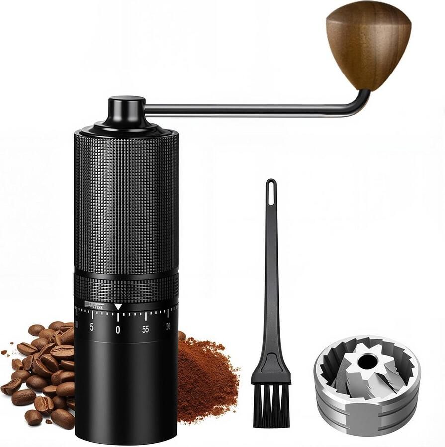 Handmatige koffiemolen 150 standen fijn instelbaar RVS420 mal Dubbel lagersysteem 23g reservoir Voor Aeropress French Press Espresso en Pour Over Deep Black