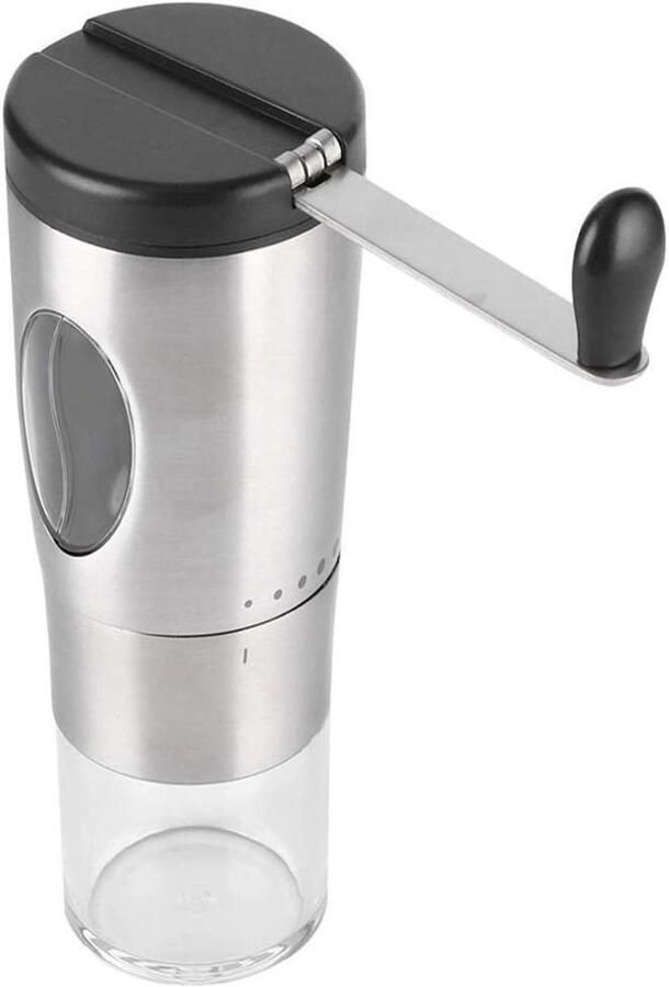 Handmatige Koffiemolen Koffiebonenmolen Verse Koffie Roestvrij Staal 16 x 8.8 cm Zilver
