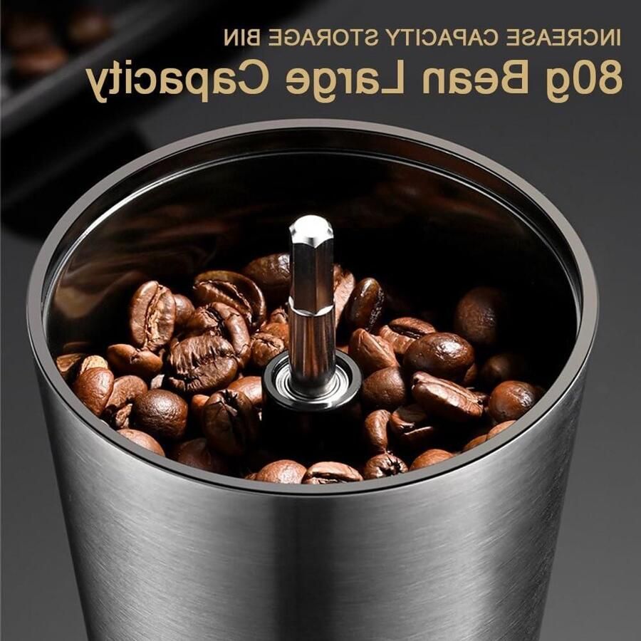 Handmatige Koffiemolen Bonenmaler Verse Koffie 8 Grofheden 80g Capaciteit Zilver