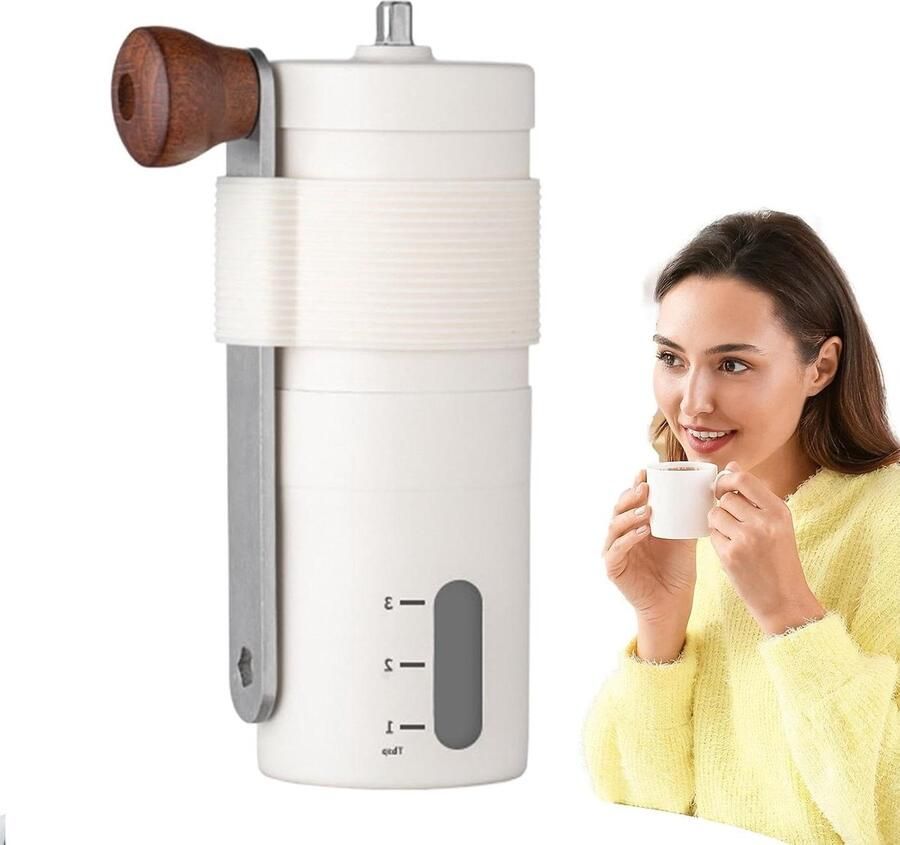 Handmatige Koffiemolen Bonenmolen Espressomachine Verse Koffie Zetten Keramische Maalschijven 12.5 x 4.8 cm Wit