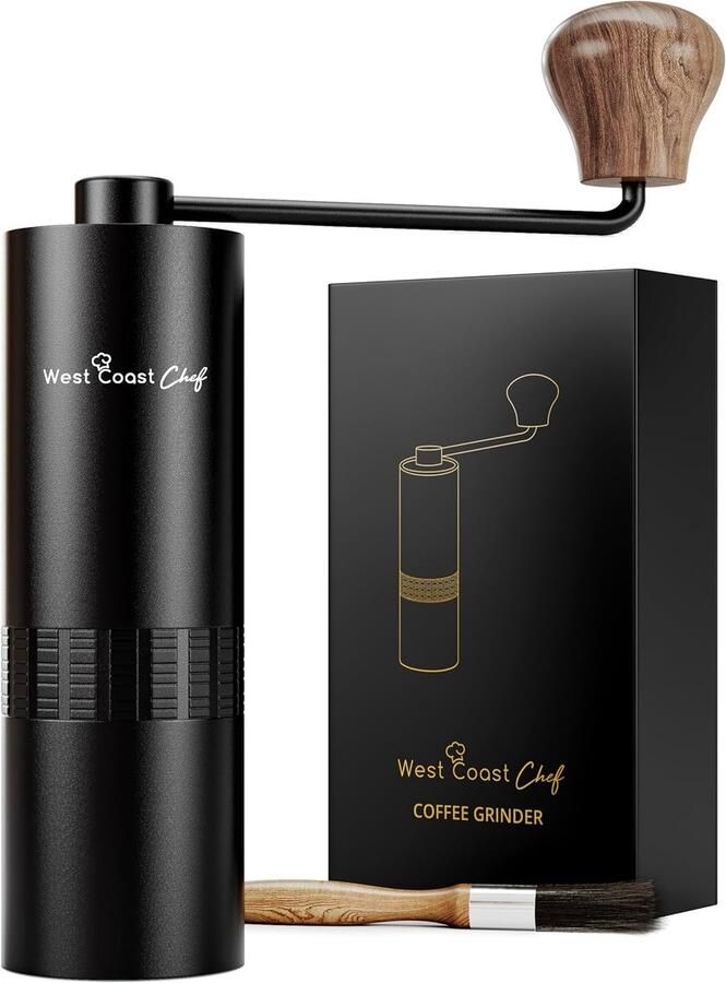Handmatige Koffiemolen Braammolen Draagbaar Verse Koffie Maken Precisie Maalgraad Instelbaar 6 Inch Hoog Zwart
