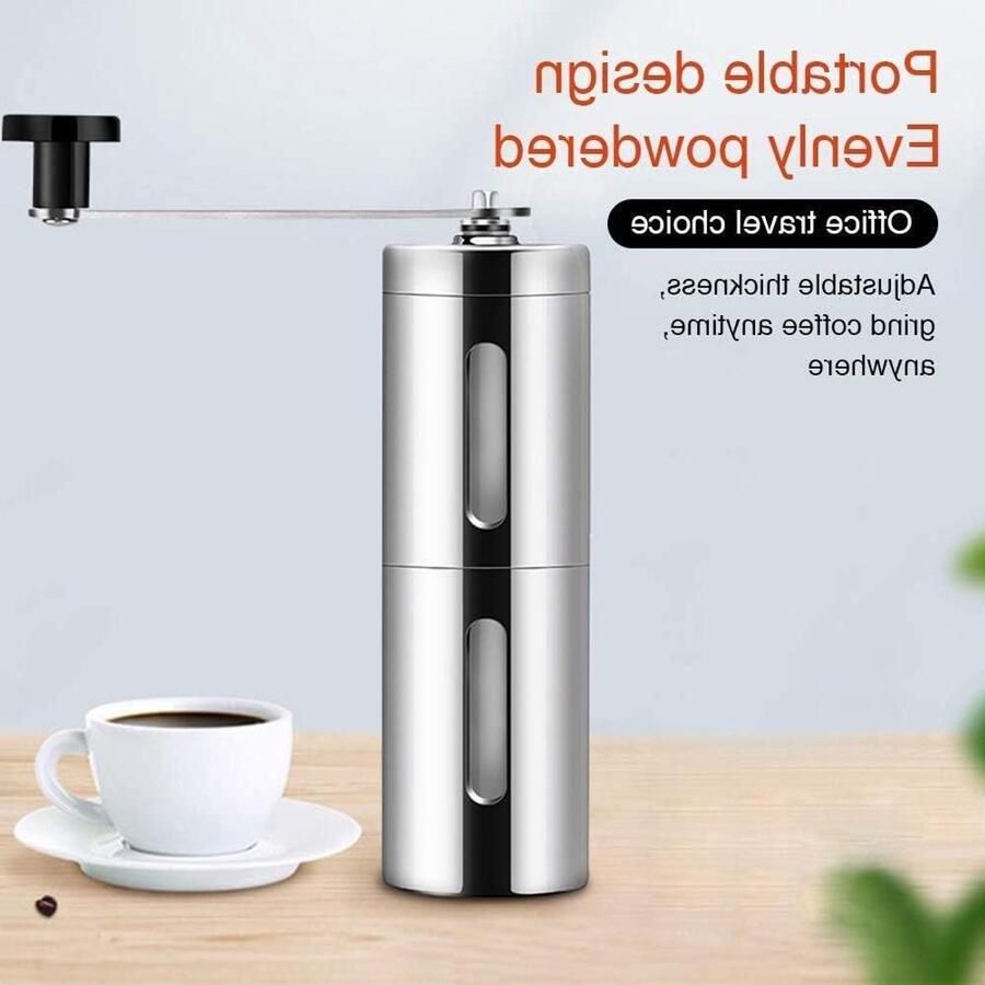 Handmatige Koffiemolen Conische Molen Verse Koffie Instelbare Maalgraad 17.5 cm Hoog Zilver