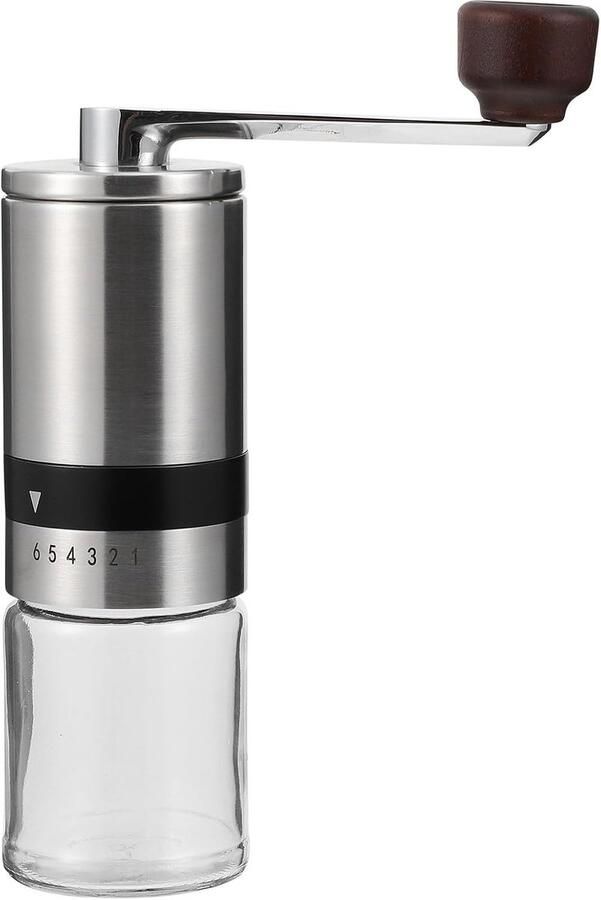 Handmatige koffiemolen – draagbare koffiebonenmaler – demonteerbaar – ABS keramiek glas roestvrij staal – bruin – voor reizen en kamperen