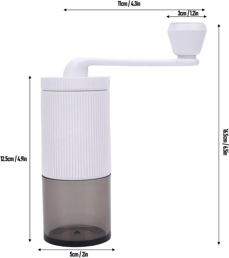 Handmatige Koffiemolen Draagbare Molen Verse Koffie Keramische Braammolen 188 g Wit