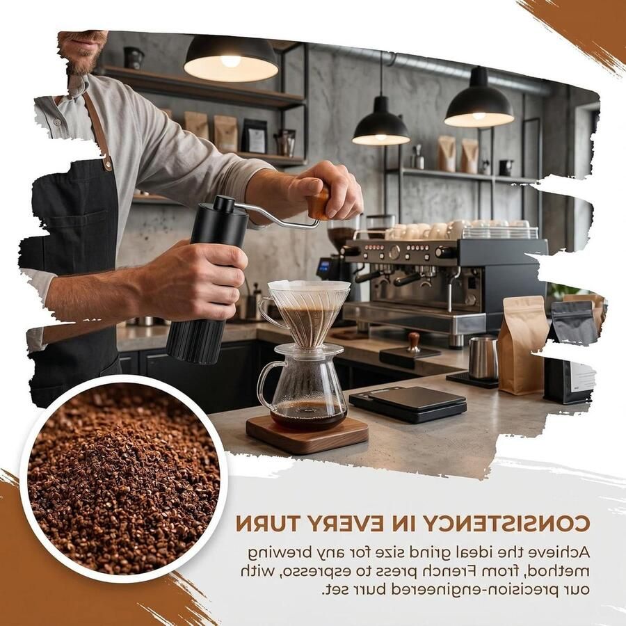 Handmatige Koffiemolen Draagbare Molen Verse Koffie Zetten 24 Maalgraden 479 Gram Zilver