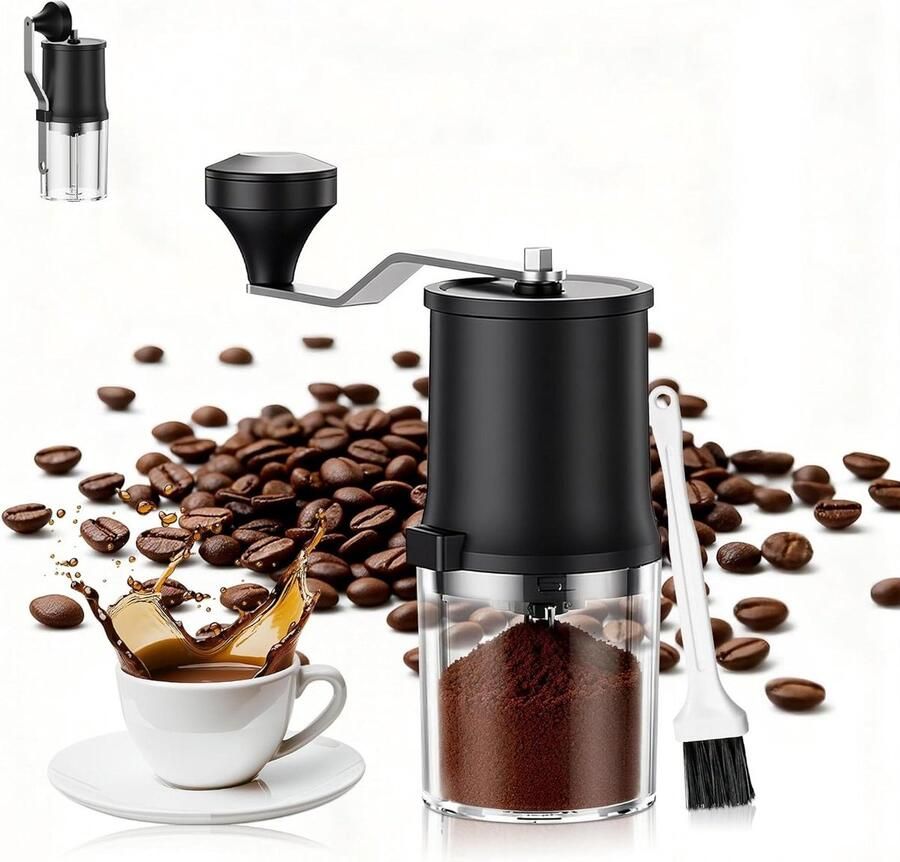 Handmatige Koffiemolen Draagbare Molen Verse Koffie Zetten Keramisch Maalwerk 30 g Zilver