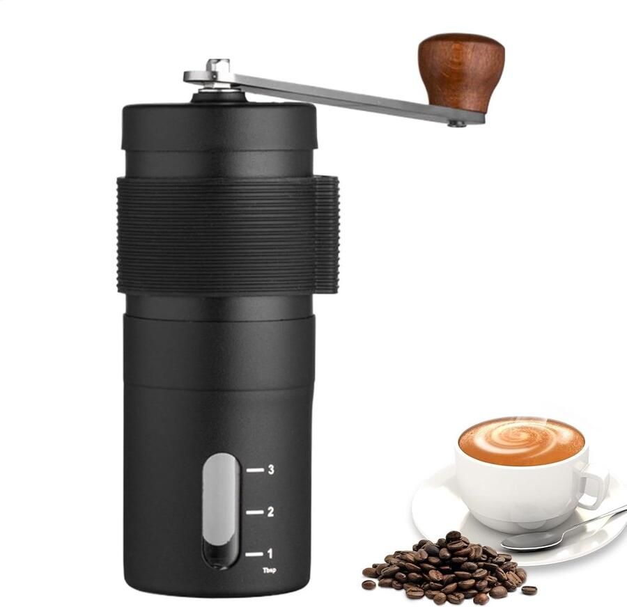Handmatige Koffiemolen Espresso Molen Verse Koffie Compact Roestvrij Staal 12.5 x 4.8 cm Zwart