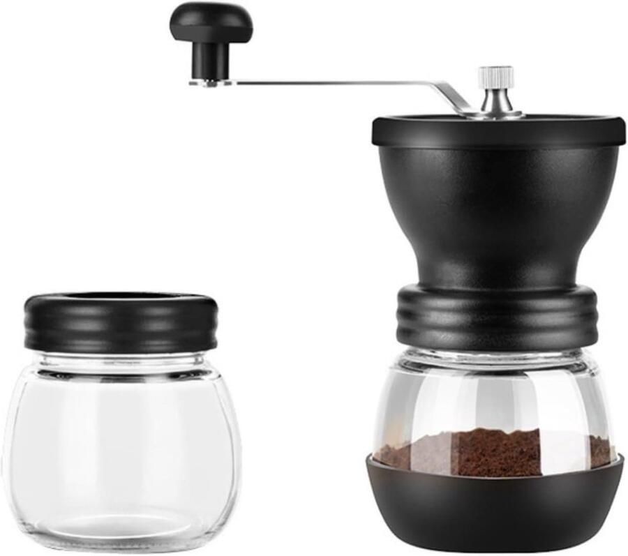Handmatige Koffiemolen Glas Verse Koffie Zetten Instelbare Maalgraad 7.5x7.5x18.5cm Zilver