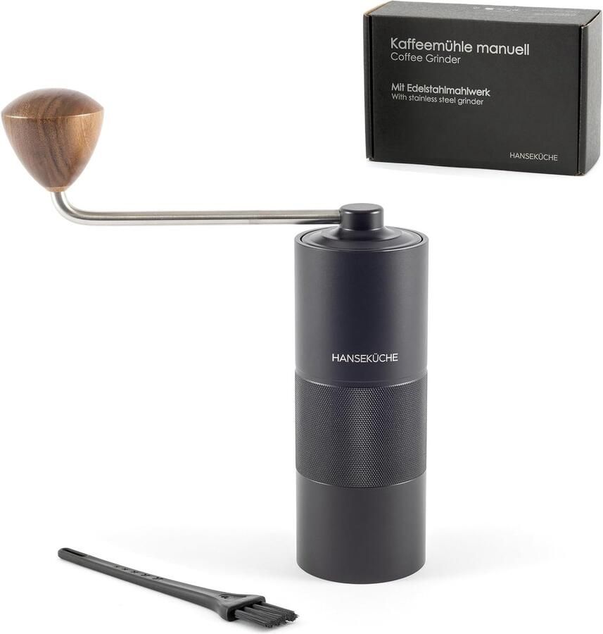 Handmatige Koffiemolen Kegelmolen Bonenmaler Verse Koffie Malen Precisie Roestvrij Staal 5x5x15 cm Zwart