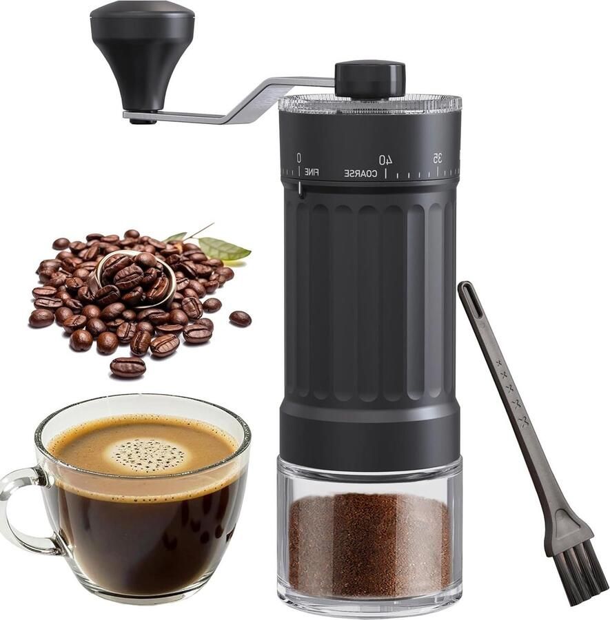 Handmatige Koffiemolen Keramische Molen Verse Koffie 40 Maalinstellingen 177 cm Zwart