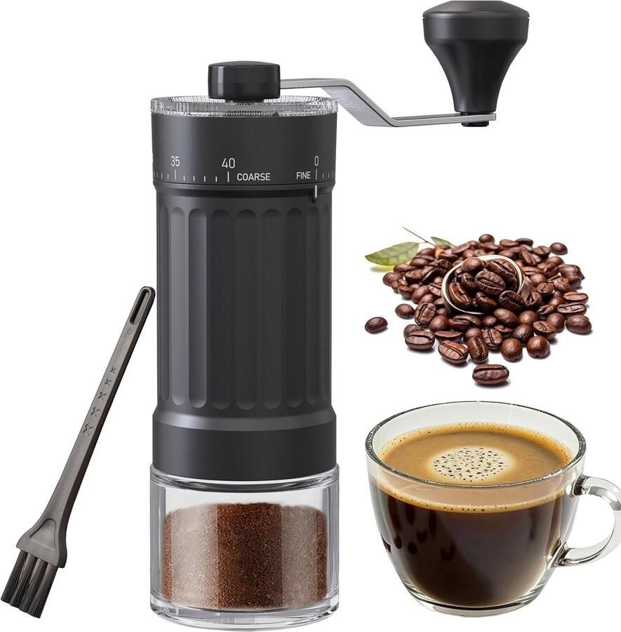 Handmatige Koffiemolen Keramische Molen Verse Koffie 40 Maalinstellingen 177 cm Zwart
