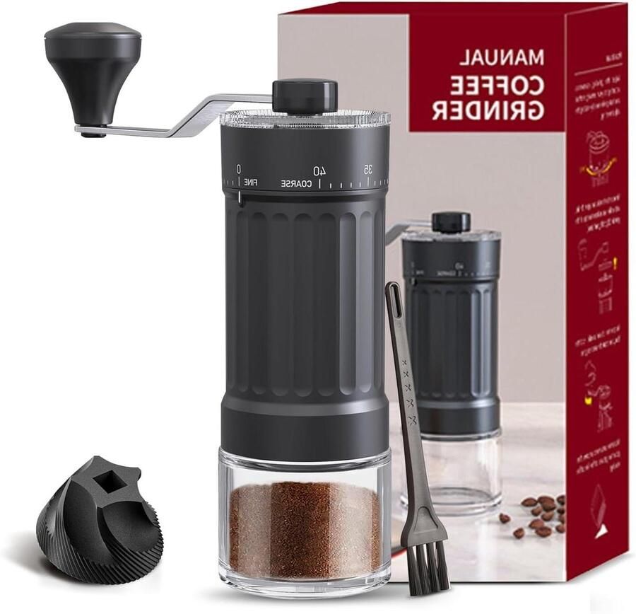 Handmatige Koffiemolen Keramische Molen Verse Koffie 40 Maalstanden 30g Capaciteit Zilver