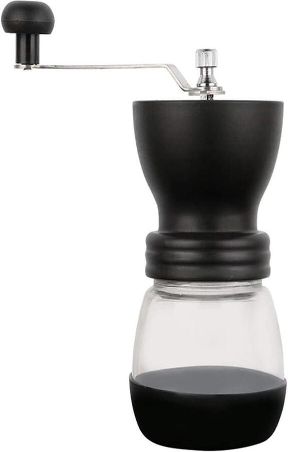 Koffiemolen Handmatig Bonenmaler Keramisch Verse Koffie Maken Verstelbare Maalgraad 16 x 13.5 x 9.5 cm Zwart