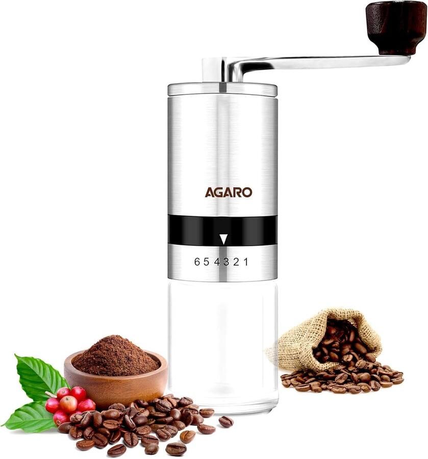 Handmatige Koffiemolen Keramische Molen Verse Koffie Zetten 6 Instelbare Malen 100 Gram Zilver