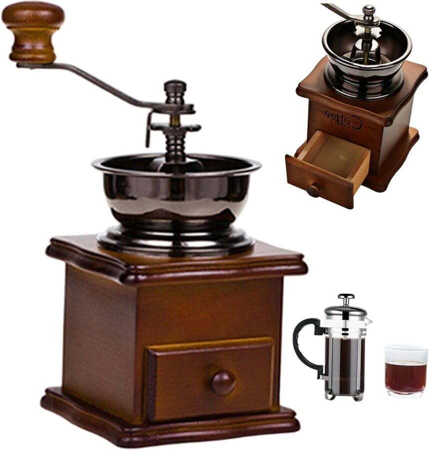Handmatige Koffiemolen Koffie Grinder Verse Koffie Keramische Maalkern 17 x 12 x 12 cm Bruin