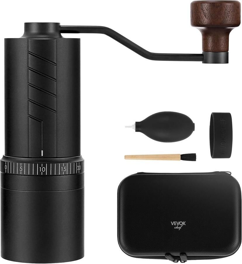 Handmatige Koffiemolen Koffiebonen Molen Verse Koffie 20 Maalniveaus 35g Capaciteit Zilver