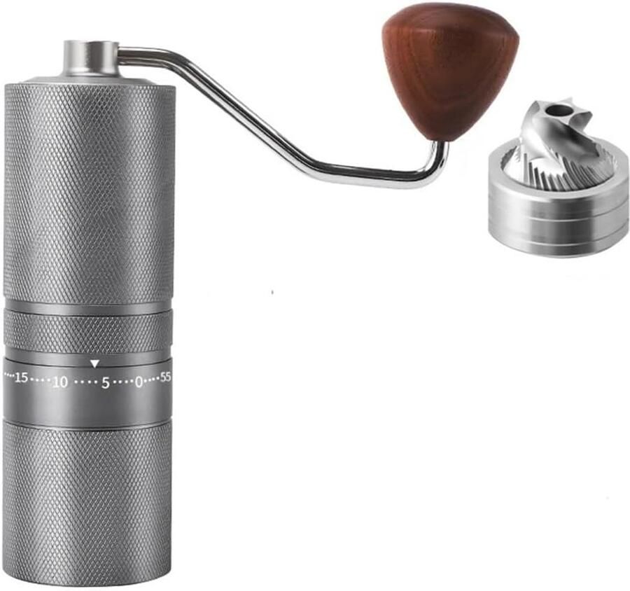 Handmatige Koffiemolen Koffiebonenmaler Molen Verse Koffie Zetten Instelbare Maalgraad 20-23g Capaciteit Zilver
