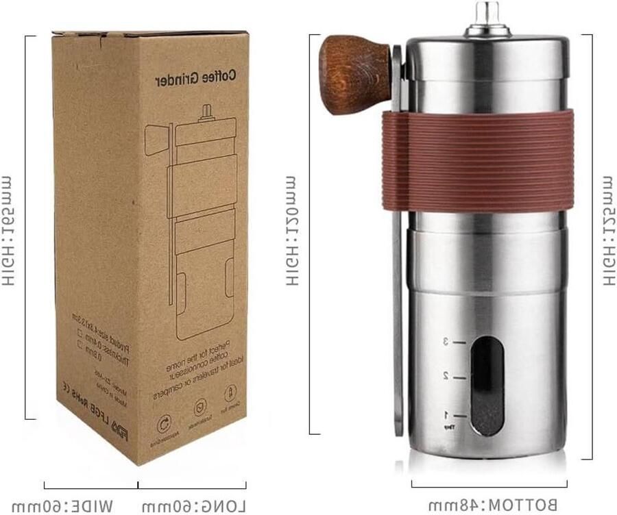 Handmatige Koffiemolen Koffiebonenmaler Verse Koffie Zetten Keramische Braam 20 Gram Capaciteit Zilver