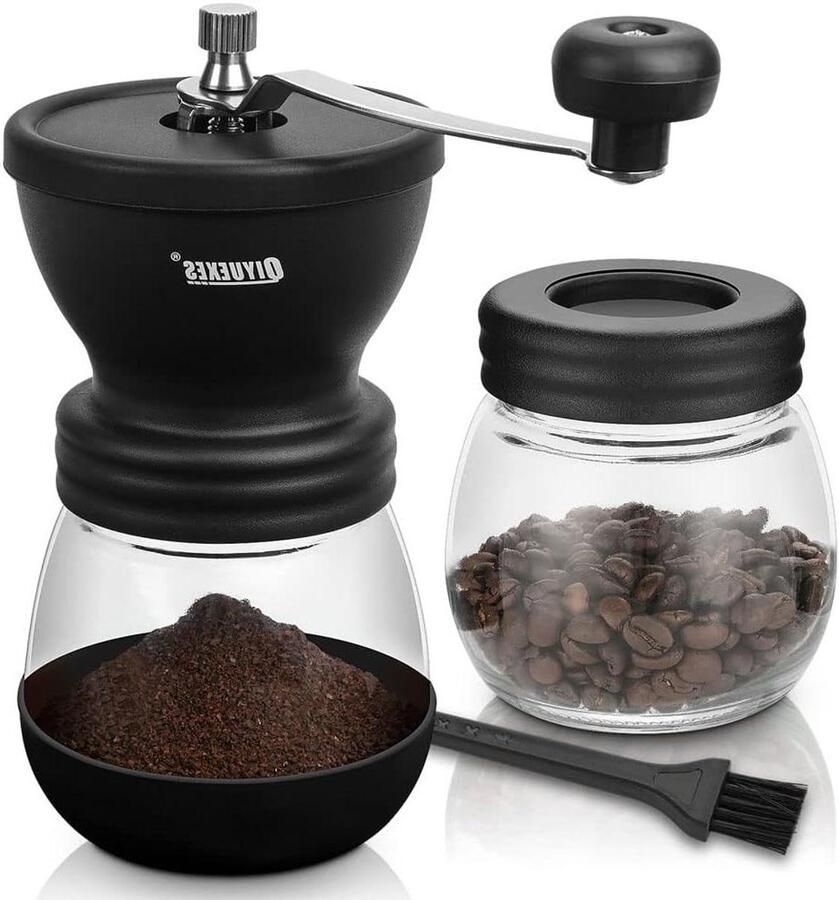 Handmatige Koffiemolen Koffiebonenmolen Kruidenmolen Verse Koffie Zetten Keramische Braam Inclusief 2 Glazen Potten Niet Gespecificeerd