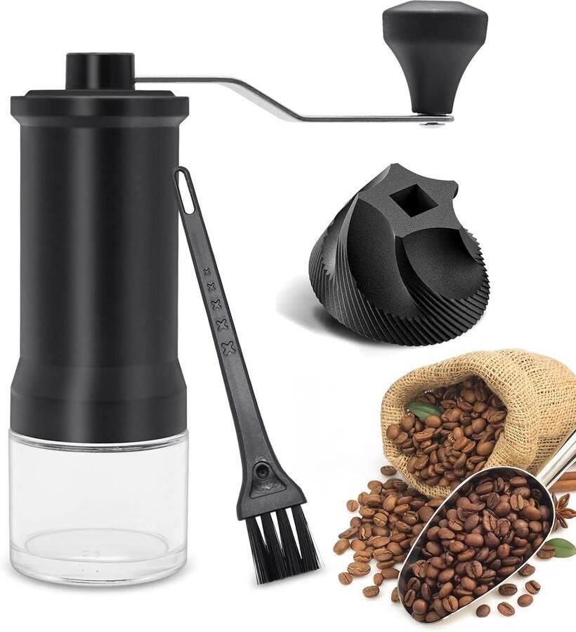 Handmatige Koffiemolen Koffiebonenmolen Verse Koffie Zetten Verstelbare Braam 20-30g Capaciteit Zwart
