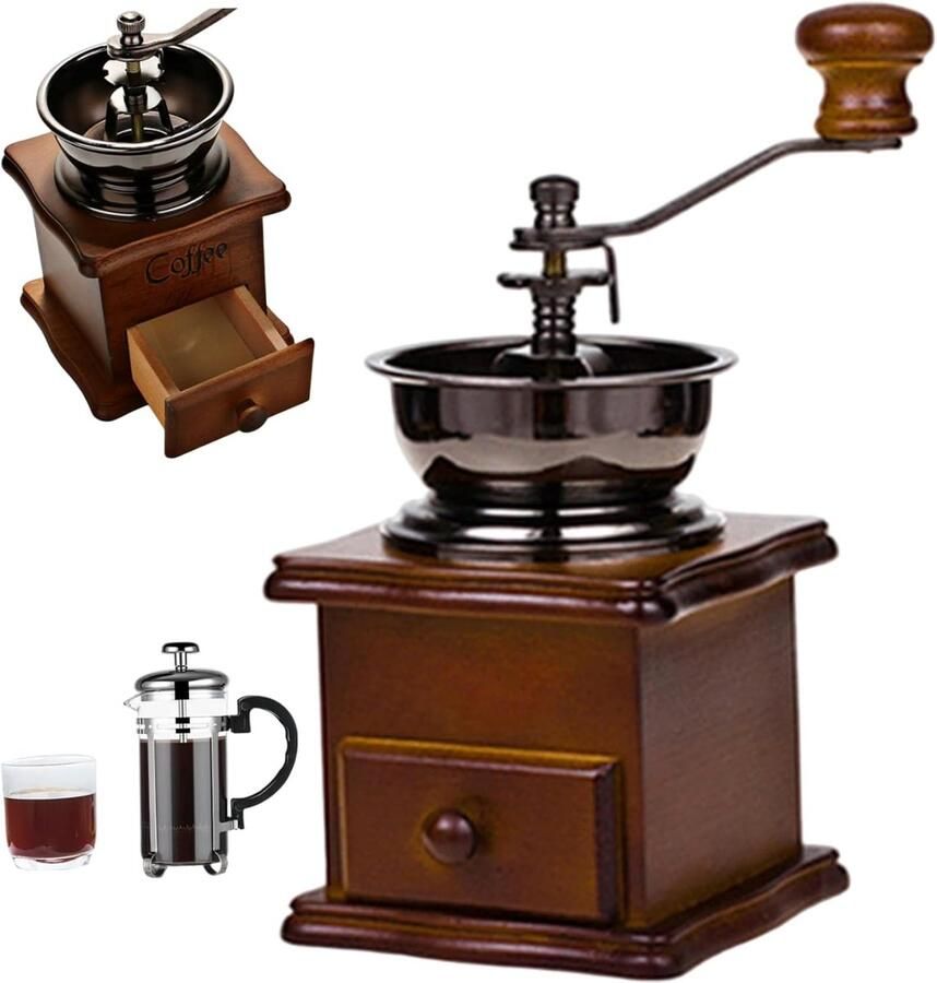 Handmatige Koffiemolen Koffiemaler Vintage Verse Koffie Zetten Keramische Maalkern 17 x 12 x 12 cm Bruin