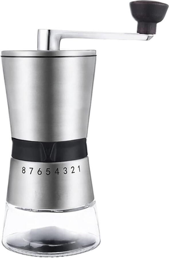 Handmatige Koffiemolen Koffiezet Gereedschap Verse Koffie Malen 8 Versnellingen Instelling 80g Capaciteit Zwart