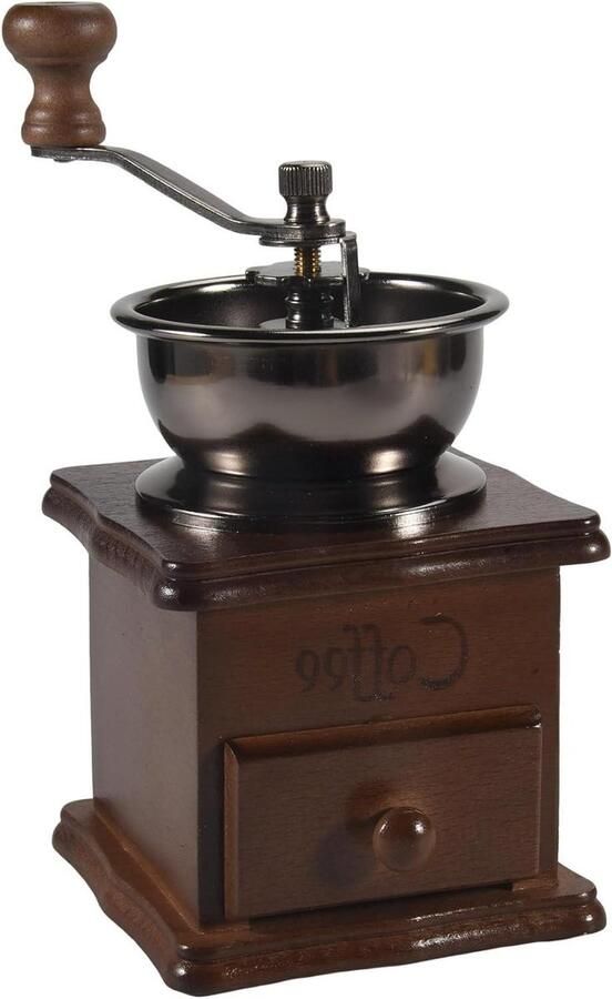 Handmatige Koffiemolen Kruidenmolen Metaal Verse Koffie Malen Vintage Houten Standaard Hoogte 20 cm Houtkleur