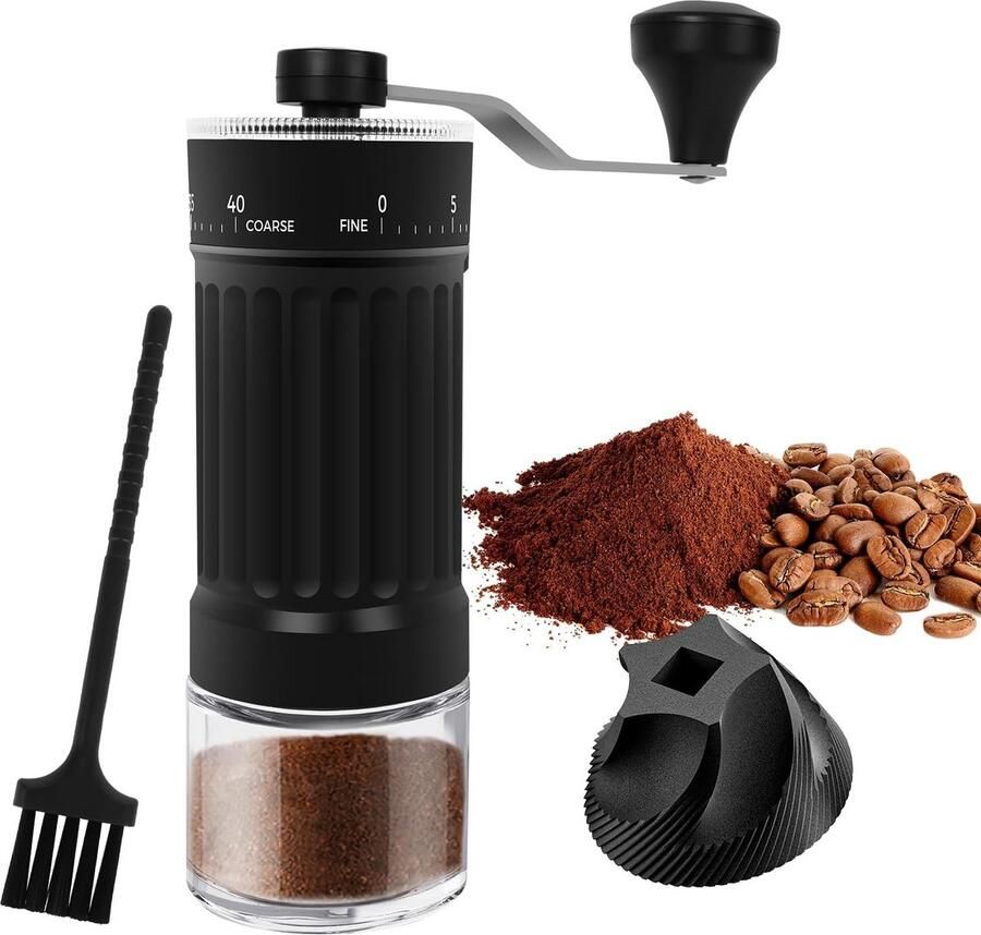 Handmatige koffiemolen met 40 instelbare standen draagbaar 30 g capaciteit voor espresso pour over French press camping reizen kantoor