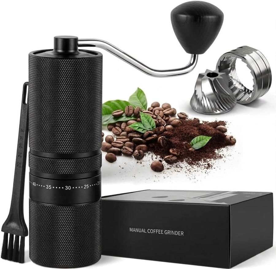 Handmatige koffiemolen met 60 instelbare standen draagbare handkoffiebonenmolen met 28 g capaciteit roestvrijstalen conische braamkoffiebonenmolen voor Franse pers pour over cadeaus voor