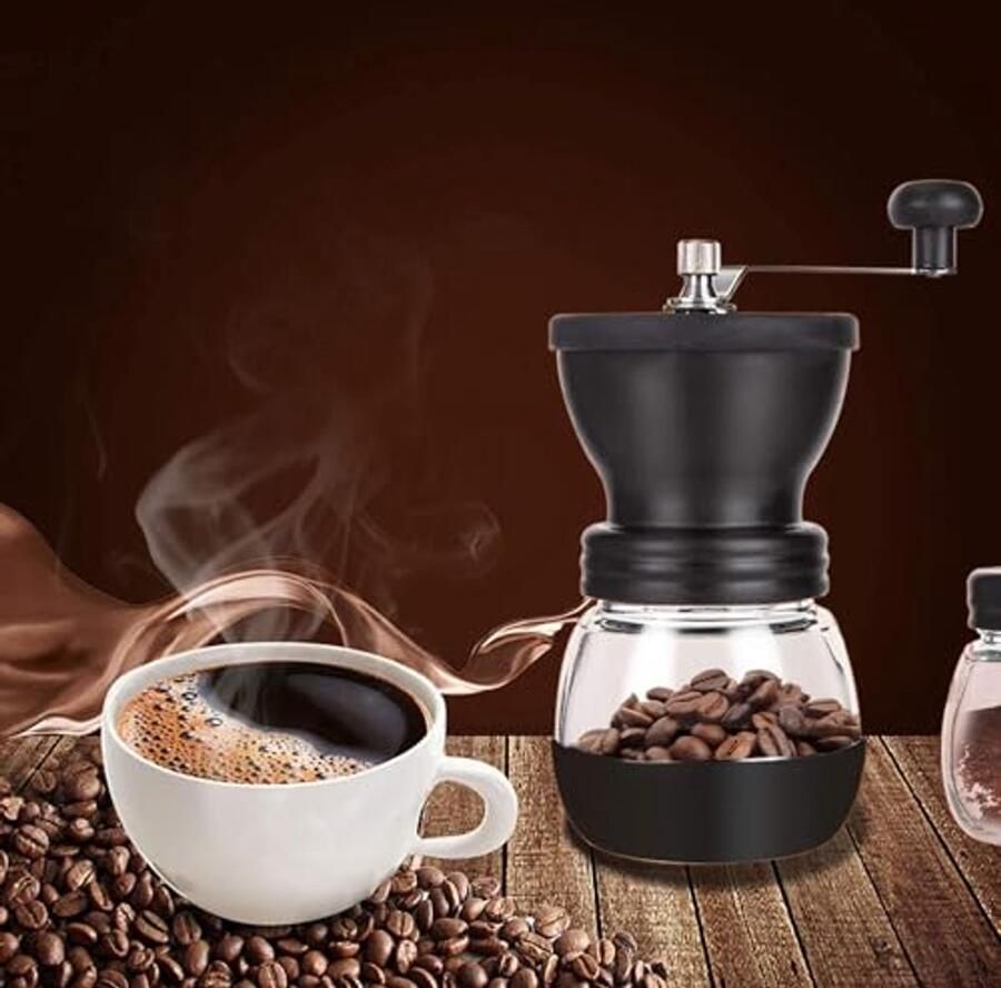 Handmatige Koffiemolen met Glazen Potten Draagbare Handkoffiemolen met Keramische Maalschijf voor Perfecte Koffie