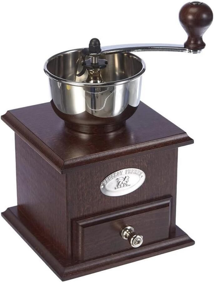 Handmatige koffiemolen met instelbaar maalwerk 21 cm Hout en Staal Bruin