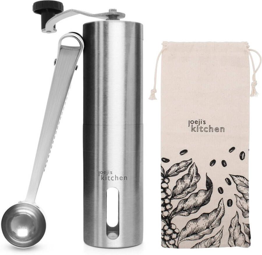 Handmatige koffiemolen met instelbare maalgrofheid Draagbare koffiebonenmolen met jutezak