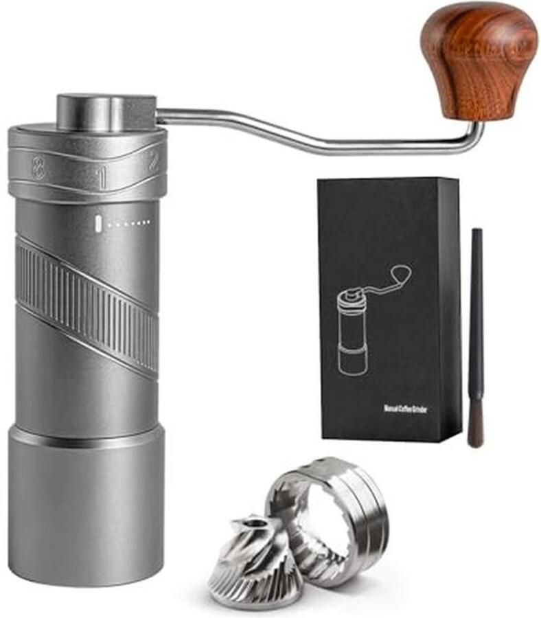 Handmatige koffiemolen met instelbare maalinstelling voor espresso en Franse pers