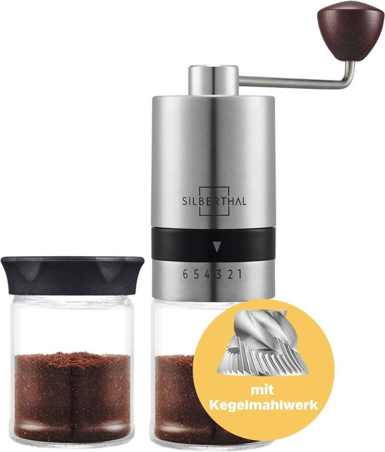 Handmatige koffiemolen met kegelmaalwerk Verstelbare maalgraad en roestvrijstalen ontwerp