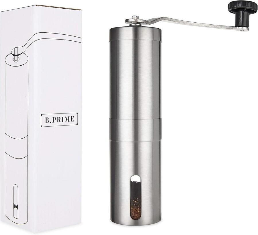 Handmatige koffiemolen met keramisch maalschijf en traploze instelling