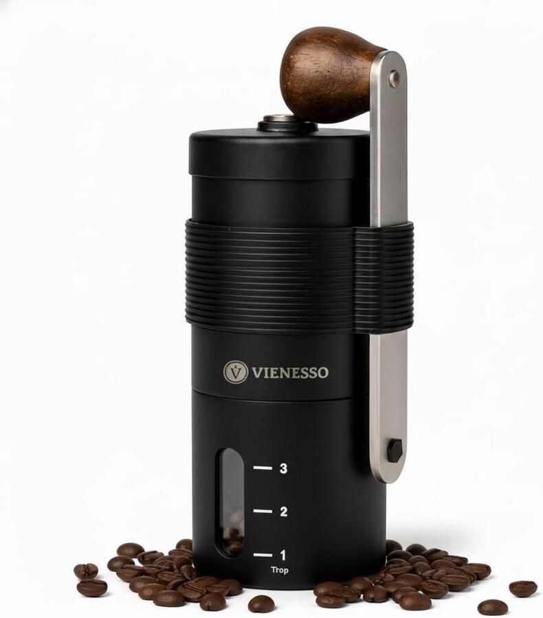 Handmatige Koffiemolen met Keramisch Maalwerk: Traploos Instelbaar voor Espresso en French Press