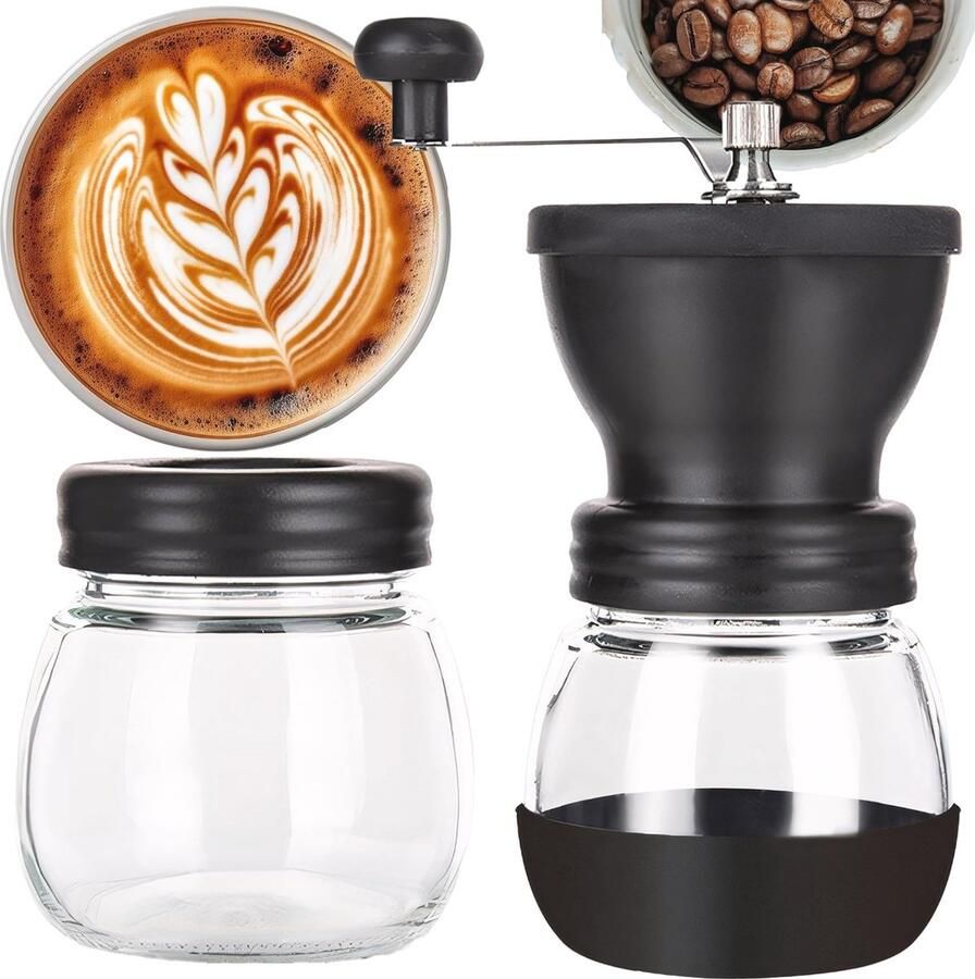Handmatige Koffiemolen met Keramisch Maalwerk Voor Fijn en Grof Malen Perfect voor Thuis en Kantoor Zwart