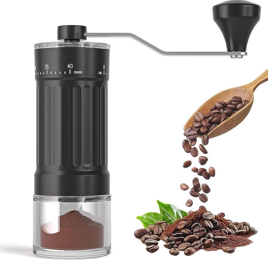 Handmatige koffiemolen met keramische bramen en verstelbare instellingen