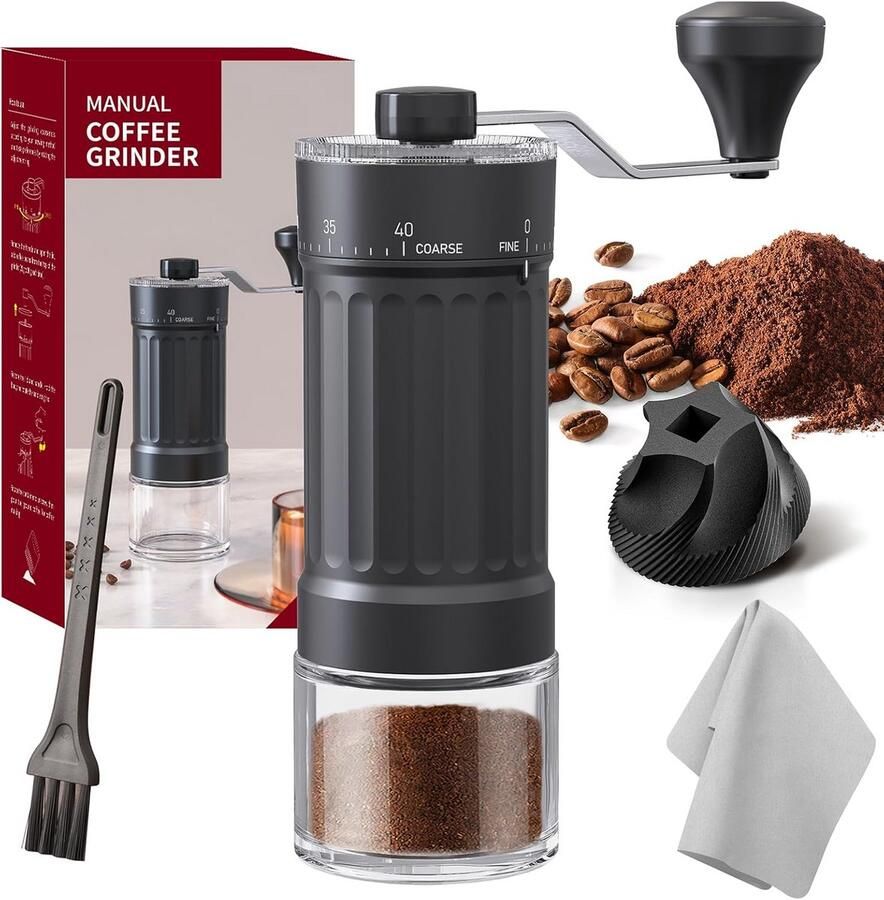 Handmatige Koffiemolen met Keramische Maalschijven Instelbaar Grof naar Fijn voor Espresso en Filterkoffie